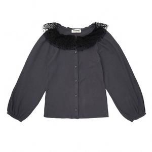 NEW TOCOTO VINTAGE kid's tulle stars buttons shirt in black